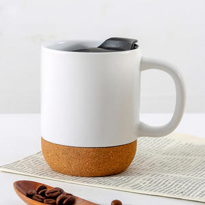 แก้วกาแฟเซรามิกเคลือบด้านพร้อมฐานไม้ก๊อกและฝาปิด สกรีนโลโก้ได้ - Product Image 5