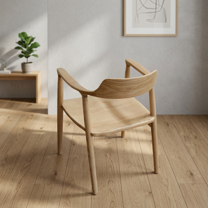 Chaise de salle à manger et fauteuil de loisirs en bois massif Hiroshima, design japonais moderne, pour appartement et usage commercial - Product Image 2