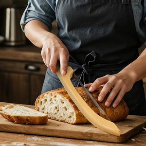 15.7 "lames dentelées en acier inoxydable trancheuse à pain tranches <span class=keywords><strong>de</strong></span> coupe maison Bagels Baguette bois naturel levain arc <span class=keywords><strong>couteau</strong></span> à pain - Product Image 5