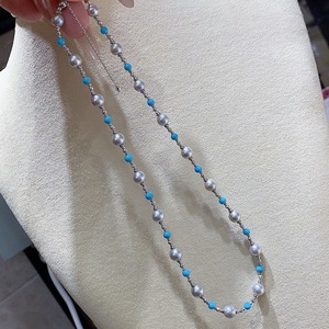 Nuevo Producto, Perlas Naturales Azul Grisáceo de 4-5 mm, Casi Redondas, con Cáñamo, Ligeramente Imperfectas, Collar de Perlas Bebé, Gris Templado - Product Image 1