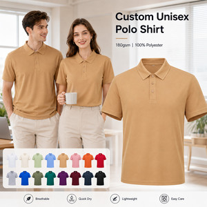 Polo personnalisé en gros avec logo, 100 % polyester 180 g/m², séchage rapide, respirant, manches courtes, uniforme de personnel pour hommes et femmes - Product Image 1