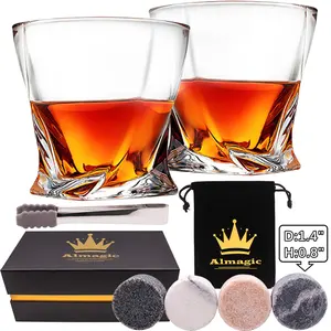 Logo personnalisé pierres à whisky et verres en cristal ensemble cadeau pour les articles promotionnels d'entreprise