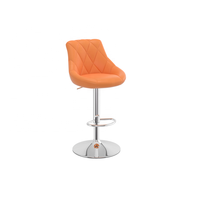 Tabouret de bar en vinyle matelassé rouge diamant avec base en chrome, vérin à gaz et repose-pieds pour cuisine