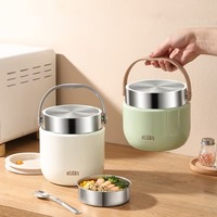 Thermos à soupe moderne en acier inoxydable à double paroi, avec couvercle pliable et détachable, cuillère intégrée, portable et isotherme pour le stockage des repas