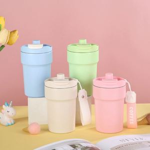 14oz Double Drinking Stainless Steel Vacuum Insulated <b>Cup</b> with Portable Rope Retractable Straw Magnetic Lid Gift Tumbler - Product Image 1