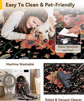 Tapis antidérapant lavable à motif floral rétro vieilli, motif médaillon, pour chambre à coucher, salon, salle à manger, brun foncé, noir