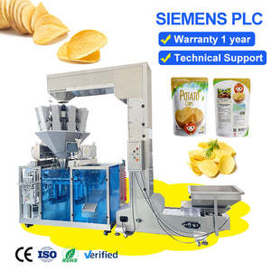 Machine automatique de remplissage et de scellage de sachets Doypack préformés pour 1 kg de sel granulé et d'assaisonnement, conditionnement quantitatif en sachets à fermeture éclair verticaux - Product Image 1