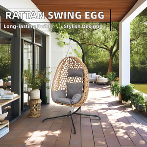 Oeuf pliant moderne en <span class=keywords><strong>métal</strong></span> suspendu chaise en rotin pour balançoires de patio cadre pour mobilier d'extérieur cour hôtel parc villa - Product Image 2