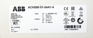 ACH580-01-04A1-4 ซีรีส์ ACH580 กำลังไฟ 15 กิโลวัตต์ 380-480 โวลต์ ระบายความร้อนด้วยอากาศ IP21 PLC - Product Image 1