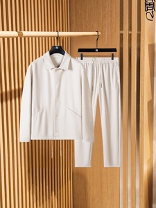 <span class=keywords><strong>Abbigliamento</strong></span> Maschile di Lusso, Set Due Pezzi in Maglia Nylon/Cotone, <span class=keywords><strong>Sportivo</strong></span> e Traspirante, Versatile ed <span class=keywords><strong>Elegante</strong></span> per Primavera/Autunno - Product Image 1