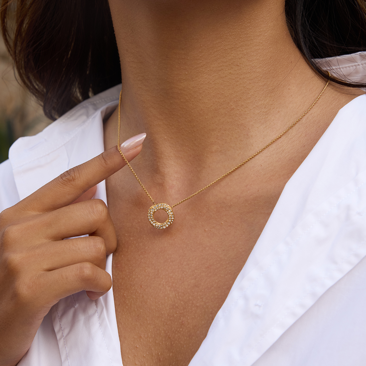 Round Circle Zirconia Necklace
