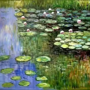 Feuilles de lotus d'été de style impressionniste au bord du lac Art mural Belles images pour décorations suspendues - Product Image 3