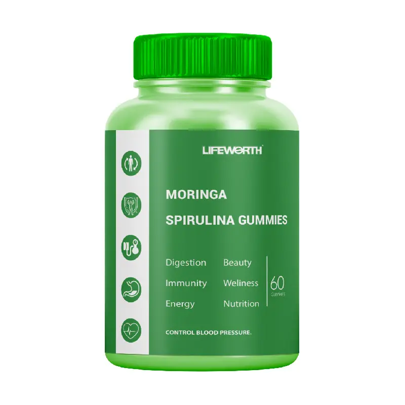 Lifeworth miscela di Superfood biologico clorella hawaiana Spirulina Gummies Booster del sistema immunitario con Moringa Wheatgrass