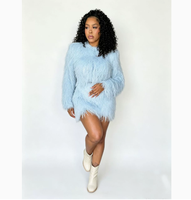 Ensemble deux pièces en tricot imitation vison pour femme, col rond, pull à manches longues et jupe crayon moulante, tenue confortable pour l'automne et l'hiver