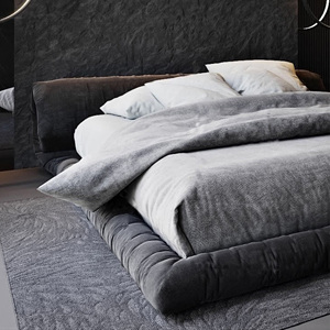 Cama tatami japonesa de tela, suelo italiano con mesita de noche, cama baja, muebles modernos de lujo, cama doble para dormitorio - Product Image 2