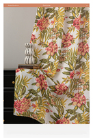 Rideau Moderne Personnalisable en Polyester 100% Écologique, Imprimé Feuilles et Fleurs Champêtres, Occultant à Œillets, Vente Directe Usine
