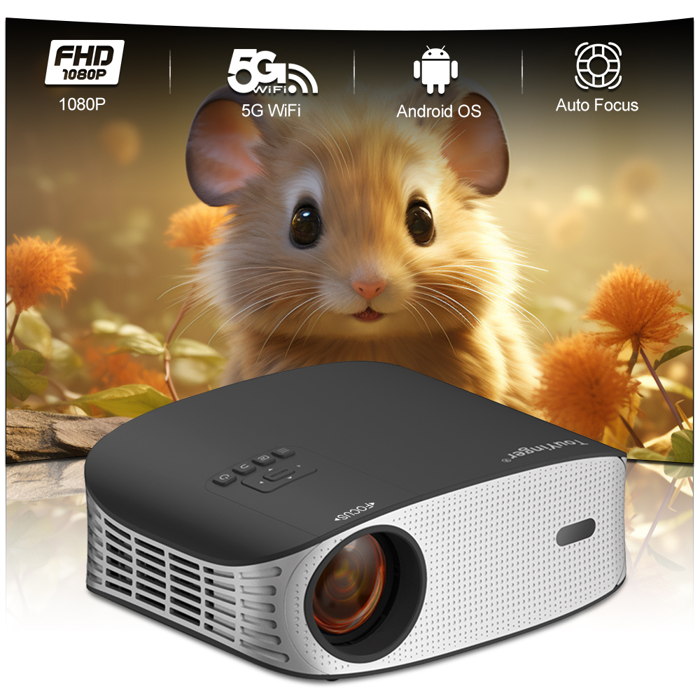Touyinger ET32 1080P Full HD Projector, 4K Support, Android System, Built-In Speakers for Home Theater Experience