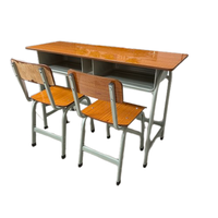 Bureau et chaise de classe personnalisables, hauteur réglable, bureau d'étude pour étudiants, bureau d'école, 2 places avec deux chaises