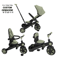 Tricycle pour enfants avec cadre en aluminium OEM, auvent et siège réversible, poussette portable, tricycle certifié sûr, jouets à roulettes pour tout-petits