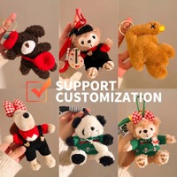 Porte-clés en peluche mini esthétique en velours doux avec logo personnalisé, accessoire de sac à dos scolaire, breloque de sac, vente chaude