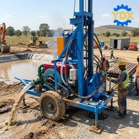 Rig Pengeboran Sumur Air Portabel Kecil/Mini Mesin Bor Air Bertenaga Diesel Termasuk Mesin Motor Daya Diesel Kedalaman Maksimal 150m Mudah Digunakan