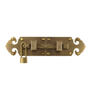 Pestillo de latón estilo antiguo chino para puerta de madera, montaje en superficie con candado, fácil instalación - Product Image 5