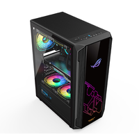 Casing & Tower Komputer Gaming Hongyi 0.5mm SPCC Kaca Tempered Lapisan Hitam ATX/M-ATX/ITX Dengan Kipas RGB dan Pengontrol