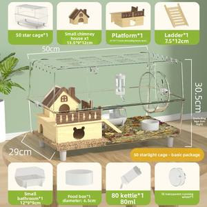 Cage pour <span class=keywords><strong>hamster</strong></span> Jesse, transparente en acrylique, économique, extra-large, villa de luxe, 50 cm, pour <span class=keywords><strong>hamster</strong></span> doré, maison spéciale rectangulaire - Product Image 6