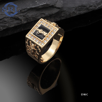 Todesgott-Heiligring, Schwarzer Quadratischer Breitrand-Signaturring, Herrenring Schmuck Hip-Hop Schmuck