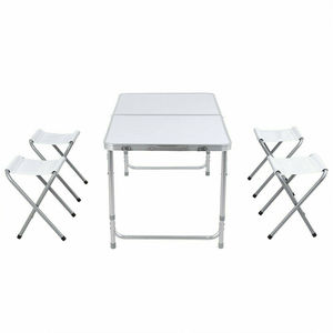 Venta al por mayor de 6 pies de altura ajustable de aluminio mesa plegable con cuatro sillas para comedor y uso en hoteles directo de fábrica - Product Image 2