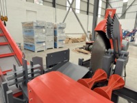 Fendeuse de bûches électrique grande capacité, diamètre 600 mm, force de fendage 50 tonnes, 55 kW, avec ciseaux à bois circulaires 4-16 voies