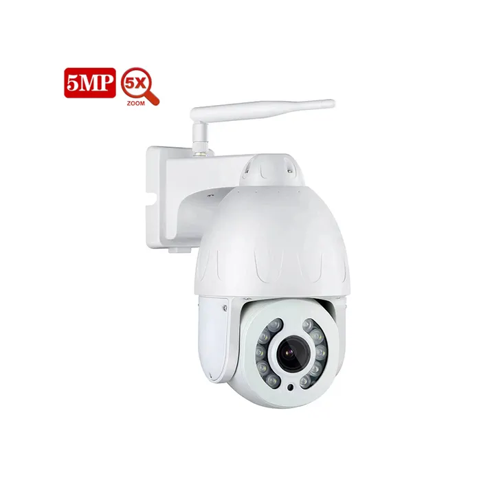 Câmera de segurança ptz com zoom ótico, 5mp, wi-fi, zoom ótico de 5x, 2.5 ", dome, rastreamento de movimento automático, ptz ip