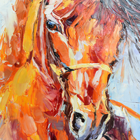 Décoration d'hôtel moderne peinte à la main, chevaux abstraits, peinture à l'huile animale, Art mural