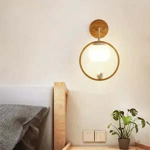 नॉर्डिक आधुनिक Minimalist बेडरूम की दीवार दीपक लकड़ी के रचनात्मक व्यक्तित्व पक्षी बेडसाइड दीपक कमरे में रहने वाले पृष्ठभूमि दीवार दीपक का नेतृत्व किया