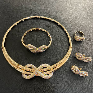 ชุดเครื่องประดับชุบทองคุณภาพสูงชุดเครื่องประดับที่เข้าคู่กับดูไบชุดสร้อยข้อมือสร้อยคอต่างหูสำหรับผู้หญิง - Product Image 5