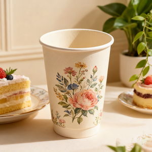 Gobelets à café en papier kraft bambou blanc jetables de qualité supérieure, double paroi, personnalisables, pour cafés et boulangeries. - Product Image 6