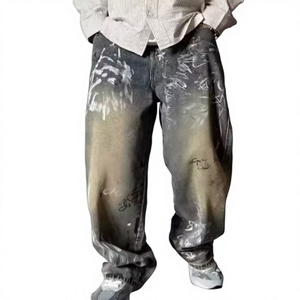 Men s Loose Fit Fleece Sweatpants Elastic Waist Zip Fly Dip Dye Gradient Print Breathable All Seasons Streetwear <b>Pants</b> with Pock - Product Image 1