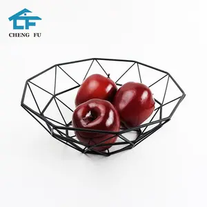 Hot Jual Produk Buah Display Stand Logam Buah Besi Mesh Bowl Basket untuk Penyimpanan