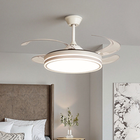 Ventilateur de plafonnier invisible de 42 pouces avec lumières LED 6 vitesses interrupteur de télécommande pour chambre cuisine salon