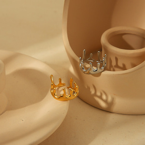 Crown Shape Stainless Steel <b>Ring</b> <b>Adjustable</b> Opening Unisex Fashion Jewelry Gift - Product Image 4