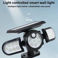 Lampu LED Tenaga Surya Tiga Kepala Bentuk Bunga Putih Hangat Dapat Disesuaikan Tahan Air CRI 70 Induksi Gerak Tubuh Manusia Lampu Dinding/Taman Luar Ruangan Rumah
