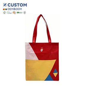 High Quality Geometric Pattern Non-Woven Tote <b>Bag</b> with Custom Printed Design Recycled Material <b>Long</b> Handle for Shopping Gift Use - Product Image 1