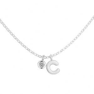 Collares con Colgante de Letra del Alfabeto de Circonia Cúbica 5A Dylam para Mujer, Letra Inicial -C-, Cadena de 45cm, Nuevo Diseño - Product Image 1