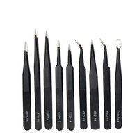 9 pcs/lot Kit de pinces ESD de précision en acier inoxydable antistatique noir personnalisé pour montre électronique réparation de téléphone portable BGA travail