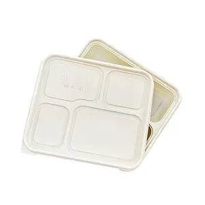 Best Price 900ml Square Corn Starch Tableware To Go Food Containers Disposable Dinner Tray For Restaurant
