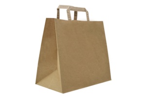 Bolsa de Papel para Llevar, Marca Carte Dozio, Hecha en Italia, Kraft Havana, Asa Plana, Tamaño 27+17X29 cm, Paquete de 50 Unidades - Product Image 3