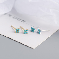 Boucles d'oreilles clous unisexes en argent sterling 925 plaqué or, motif géométrique floral minimaliste, zircon cubique coloré