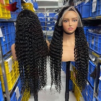 Perruque Lace Front 13x6 en Cheveux Humains, Ondulation Profonde SDD, 34 Pouces, Cheveux Humains Bruts avec Cuticules Alignées