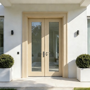 ประตูทางเข้ากระจกสีขาวสไตล์โมเดิร์นมินิมอล – ไฟเบอร์กลาส + พีวีซี ทนทานต่อสภาพอากาศและป้องกันรังสียูวี พร้อมกรอบและตัวล็อค - Product Image 1