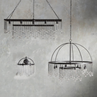 Lámpara Colgante Rectangular Aubrey con Base E12 para Isla de Cocina, Iluminación Industrial Vintage de Hierro